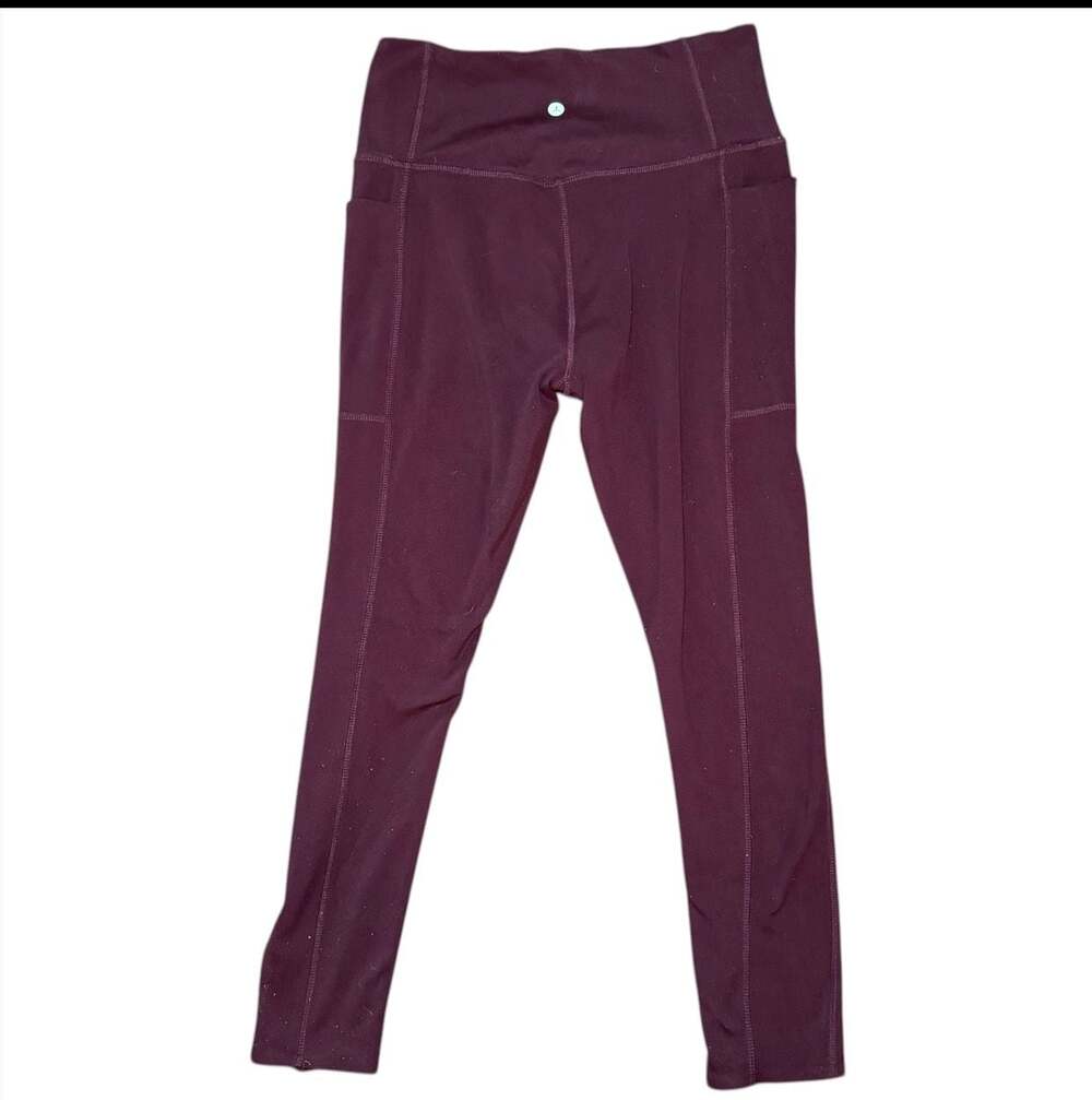 Danskin Women's High Waisted Pocket Leggings,‎ Burgundy, Size Medium